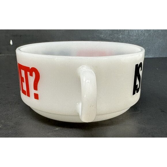 Vtg 70s JEANNETTE GLASBAKE IS IT SOUP YET? Milk Glass Chili/Soup/Cereal Mug/Bowl - Picture 4 of 7